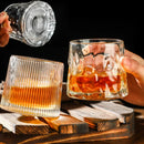 Axyaa Rotatable Whiskey Glass with Wooden Base - Bar Drinking Novelty Cup