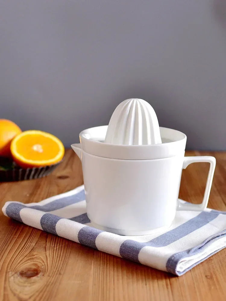 Axya Pure White Ceramic Juicer Mug - Easy Clean, Fresh Fruit Squeezer