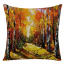 Axyaa Retro Landscape Oil Painting Linen Pillowcase 45*45cm for Living Room Sofa