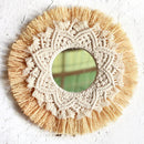 Boho Macrame Wall Hanging Mirror for Bedroom Decor by Axyaa