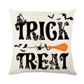 Axyaa Halloween Linen Pillowcase Set, Ghost & Witch Print Throw Pillow Cover