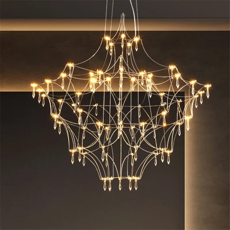 Axyaa Golden Lustre Crystal Chandeliers - Luxe LED Lighting for Home Décor