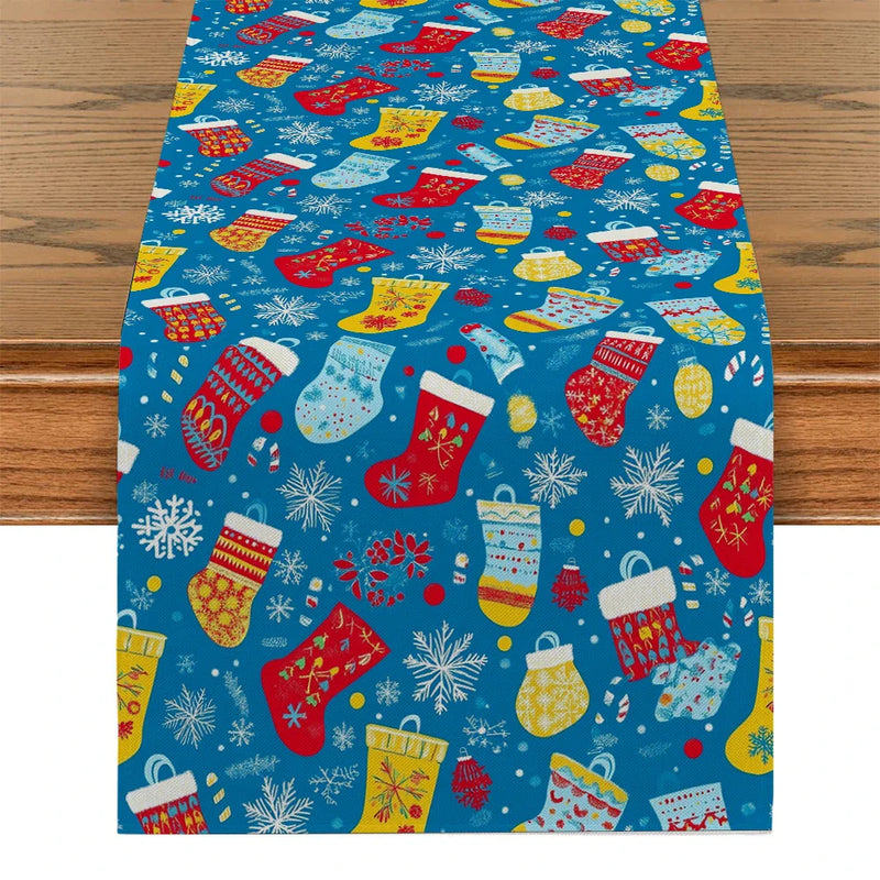 Axyaa Snowflake Cartoon Table Runner for Festive Dining Decor