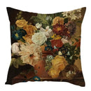 Axyaa Vintage Flowers & Birds Oil Painting Pillow Cover
