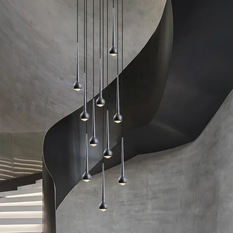 Axyaa Water Drop Pendant Light: Modern Luxury for Staircase, Bar, and Restaurant