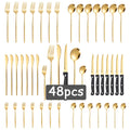 Axyaa Luxe Gold Stainless Steel Cutlery Set with Knife and Fork - Set of 48