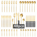 Axyaa Luxe Gold Stainless Steel Cutlery Set with Knife and Fork - Set of 48