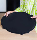 Axyaa PU Placemat Set Luxury Table Pad Set, Black Pink Green Place Mat for Dining Table