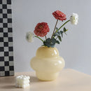 Cream Glass Vase Axyaa - Mid Century Modern Living Room Flower Decor