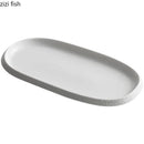 Axyaa Stone Pattern Oval Plate: Ceramic Fish Dessert Sushi Steak Molecular Cuisine Tableware