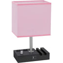 Axyaa Fabric Shade Knob Switch Table Lamp with USB Charging & Touch Control
