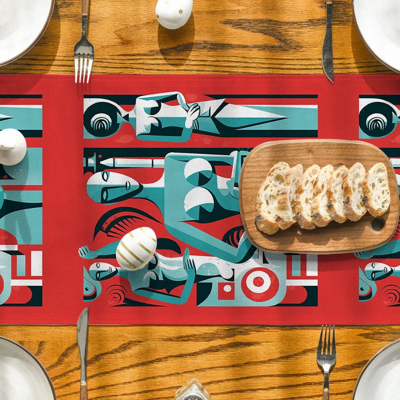 Axyaa Geometric Abstract Table Runner: Elegant Dining Table Decor for Kitchen Parties