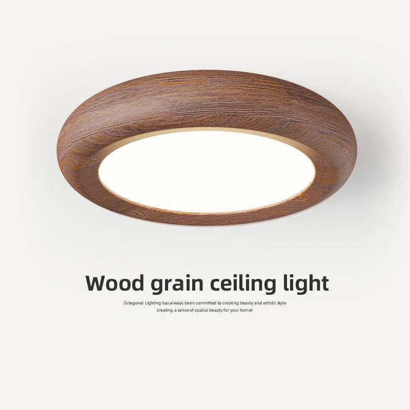 Axyaa Wood Grain LED Ceiling Lamp Modern Nordic Home Decor Bedroom Pendant Light