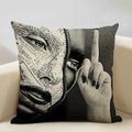 Nordic Print Linen Cushion Cover, Black and White Decor Pillowcase for Sofa by Axyaa