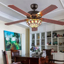 Axyaa Retro Style Wood Blades Ceiling Fan Light 52 Inch Remote Control Glass Color