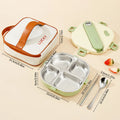 Axyaa Stainless Steel Divided Lunch Box Set with Cutlery