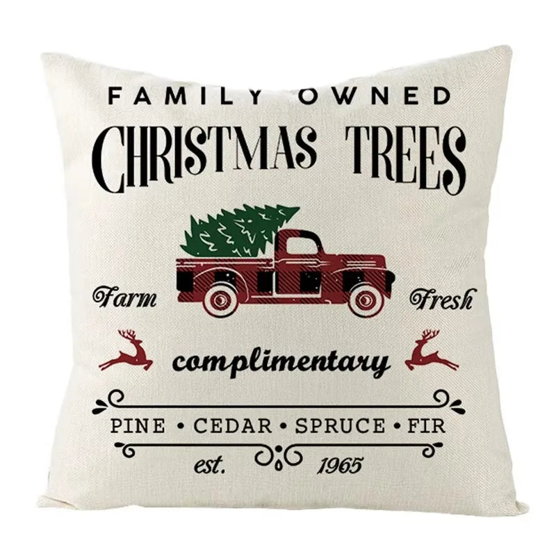 Axyaa Christmas Linen Square Pillow Case 45X45CM