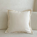 Axyaa Cozy Ribbed Linen Pillow Cover with Embroidered Border, 45x45cm