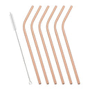 Axyaa Rainbow Stainless Steel Drinking Straws, 6pcs Bent Tube Set