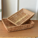 Axyaa Rattan Ellipse Food Storage Tray - Woven Serving Basket for Fruit, Vegetable, Cake