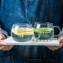 Axyaa Glass Coffee Milk Mug Large Capacity with Handle - Transparent Glass Morning Cup