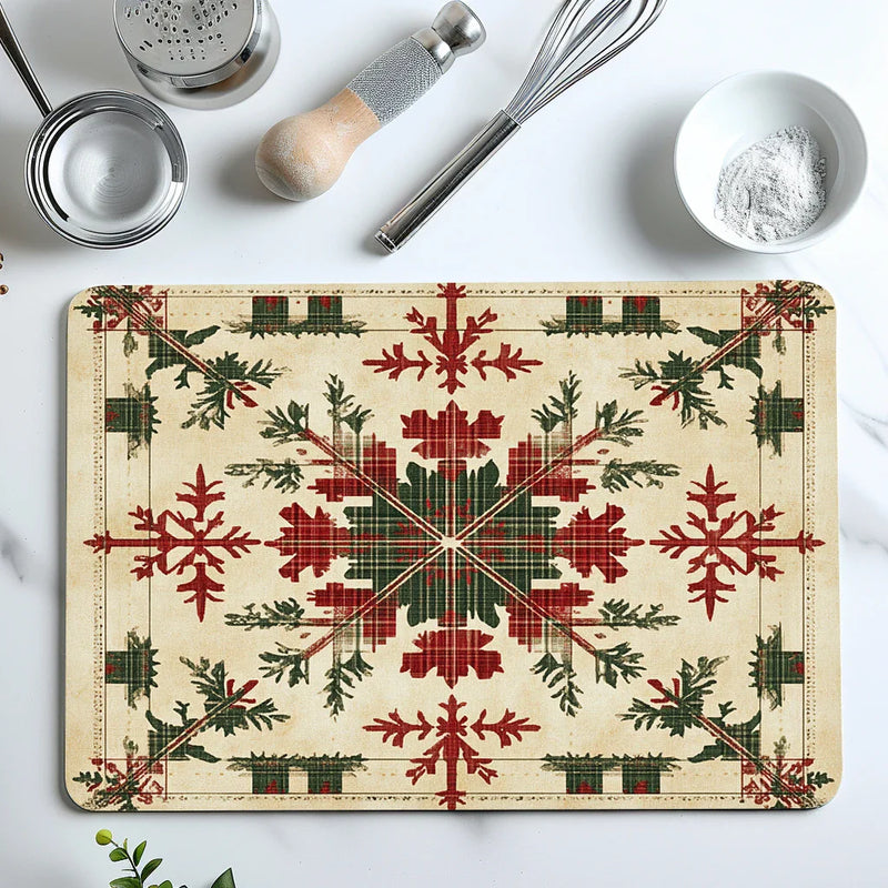 Axyaa Christmas Dish Drying Mat Non-slip Kitchen Counter Pad Heat Resistant Placemat