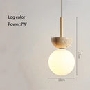 Axyaa Stone Wood LED Chandelier | Cream Style Bedside Lamp | Medieval Restaurant Bar Light