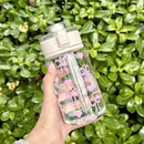 Axyaa Pink Bow Water Bottle Reusable PC Cup with Lid - Portable & Durable