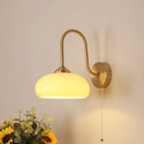 Axyaa Glass LED Wall Sconce, Pull Chain Switch Nordic Copper Light Fixture