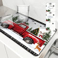 Axyaa Coffee Mat: Christmas Absorbent Draining Mat with Rubber Backing
