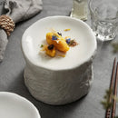 Axyaa White Ceramic Relief Stone Pattern Dessert Plate Molecular Cuisine Specialty