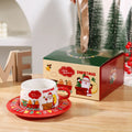 Axyaa Santa Claus Christmas Coffee Cup & Saucer Set Home Afternoon Tea Floral Mug