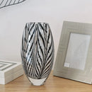 Axyaa Murano Style Black & White Feather Glass Vase: Hand Blown Art for Decor & Centerpiece