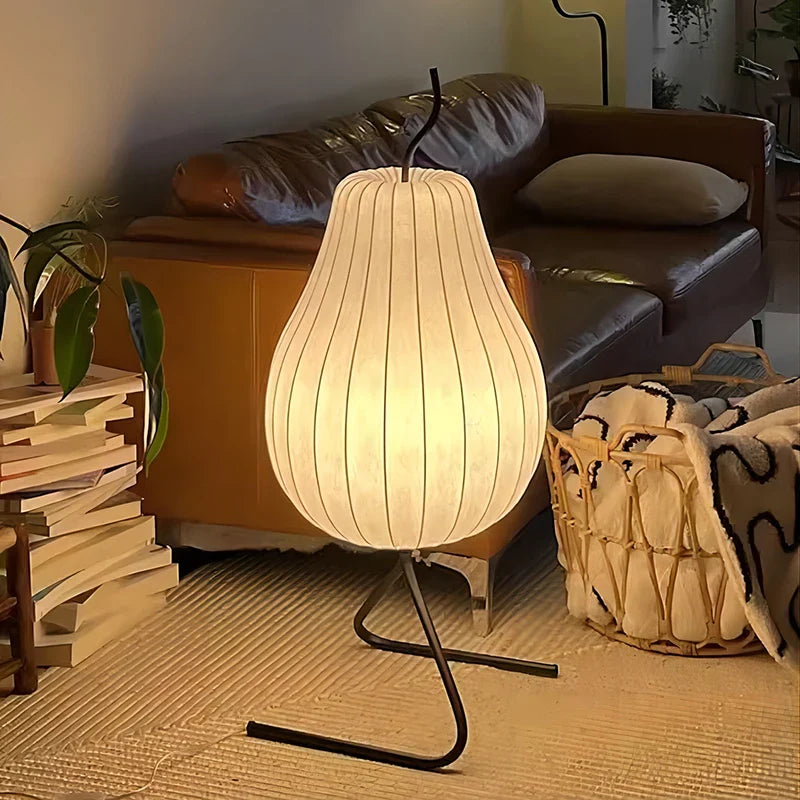 Axyaa Wabi Sabi Pear Floor Lamp - Home Bedroom Living Room Silk Standing Light