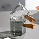 Axyaa 120ml Espresso Measuring Cup Double Bottom Hexagon Wood Handle Glass Mug