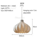 Axyaa Japanese Style Silk Lantern Pendant Lamp in Dark Bronze for Home and Restaurant Lighting.