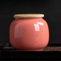 Axyaa Ceramic Tea Jar with Bamboo Lid for Home Storage and Decoration