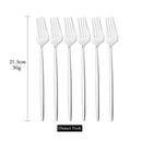Axyaa Mirror Stainless Steel Dinner Fork Set - 6Pcs Flatware Gold Silverware