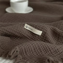 Axyaa Cotton Tassel Blanket Solid Color Plaid Home Shawl Cozy Sofa Throw