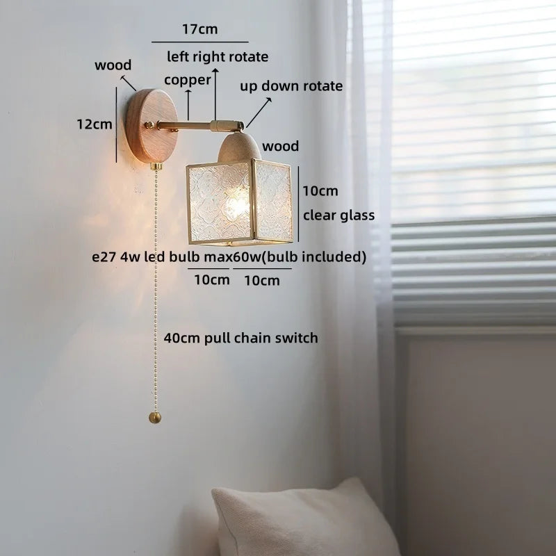 Axyaa Clear Glass LED Wall Light with Pull Wire Switch