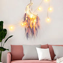 Axyaa Grey Moon Feathers Dream Catcher 60cm Large Handmade Indian Style Wall Hanging