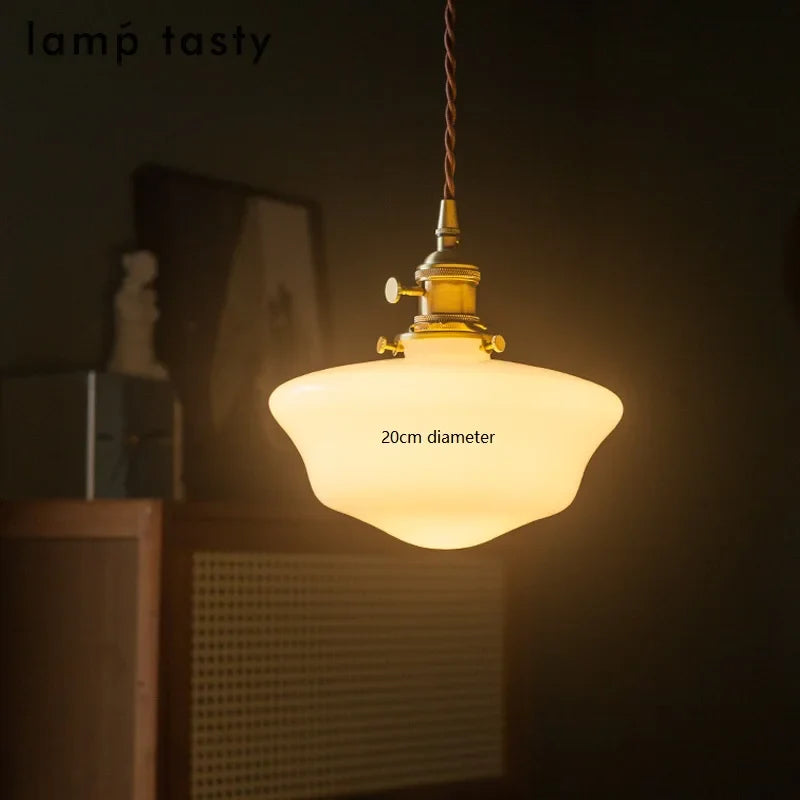 Axyaa White Glass LED Pendant Lamp Nordic Modern Hanglamp for Home, Bathroom, Bedroom