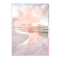 Axyaa Pink Beach Wave Surf Girl Canvas Painting Nordic Art Print