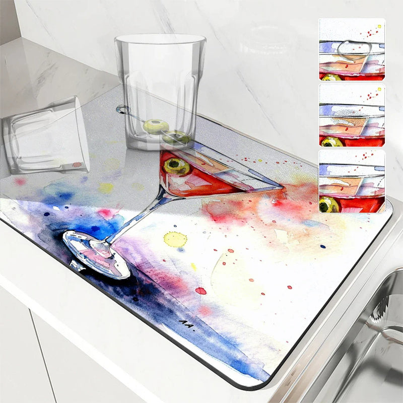 Axyaa Square Anti-Slip Absorbent Drain Pad for Dishes and Cups