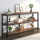 Axyaa 3-Tier Narrow Console Table with Metal Frame, 70.9" Long Sofa Entryway Table