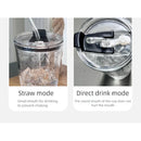Axyaa Glass Measuring Scale Cup with Straw Lid - 450ml Clear Tumbler Mug