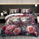 Axyaa Pink Tiger Rose Quilt Cover Set - High Definition Printing - 1 Quilt Cover + 2 Pillowcases