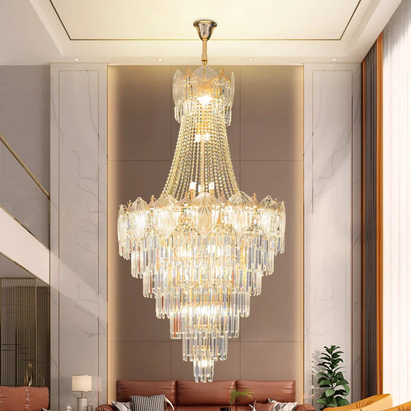 Axyaa Duplex Crystal Chandelier for Livingroom, Hotel, and Villa