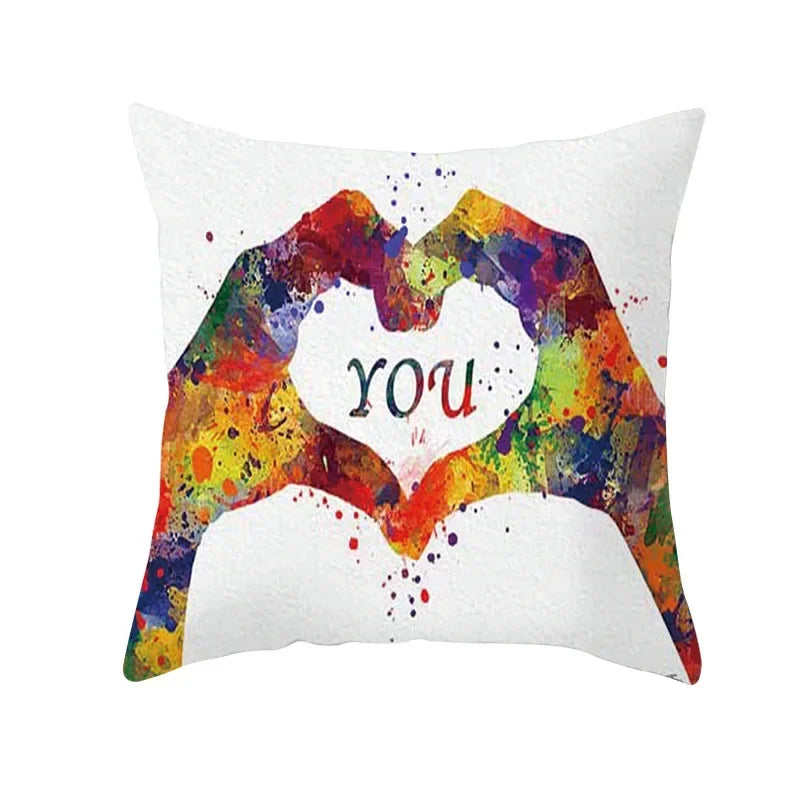Axyaa Romantic Couple Pillowcases | Soft Cartoon Pattern Sofa Pillow Covers
