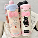 Axyaa Cute Cat Stainless Steel Thermal Water Bottle Straw 600ml